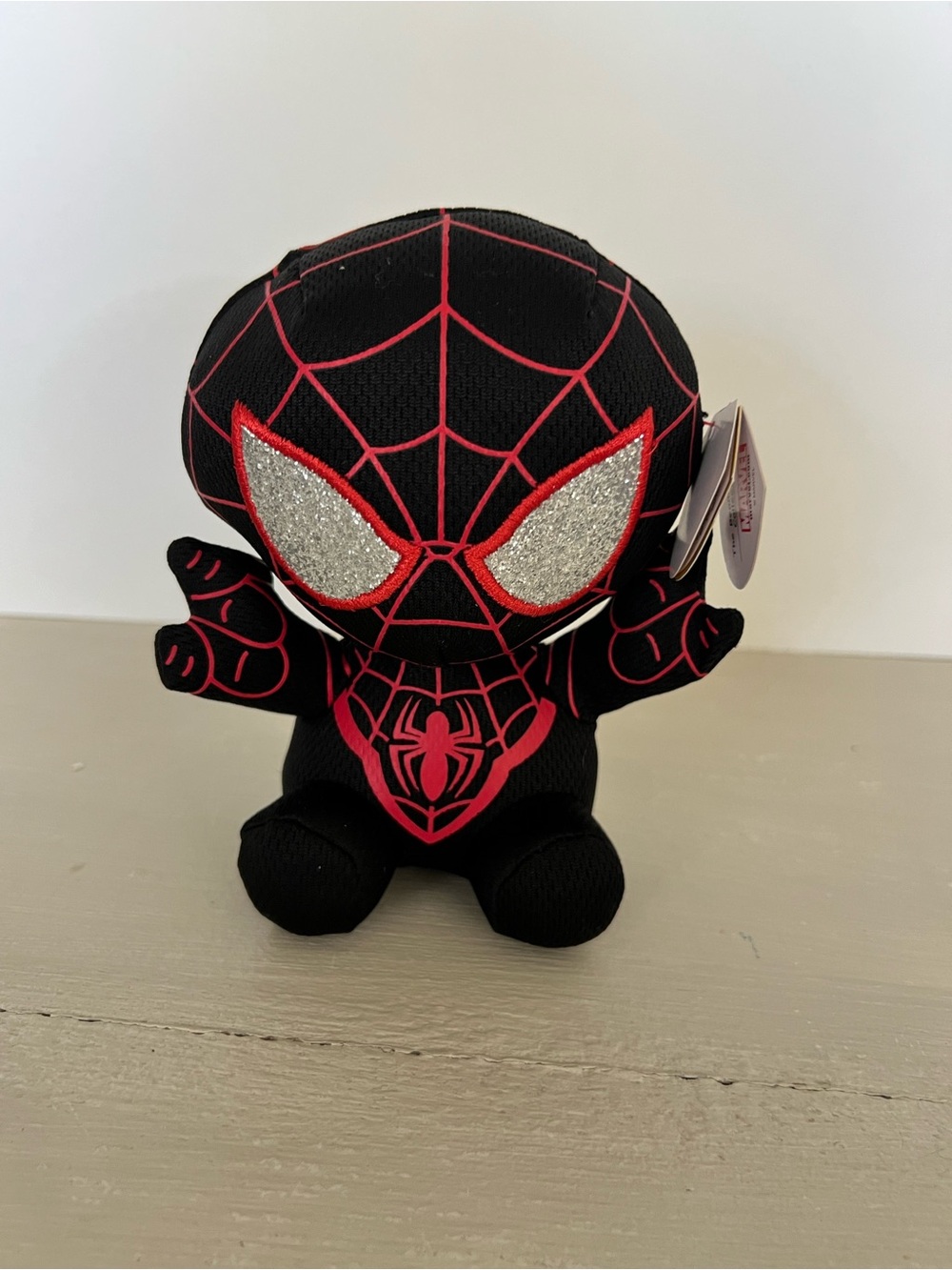 NWT TY Beanie Baby Miles Morales Spider-Man Marvel 6” Glitter Eyes